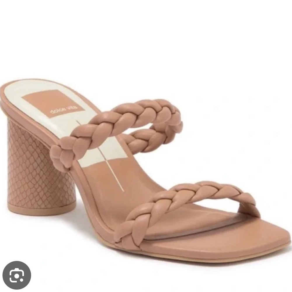 Dolce Vita Braided Strap Block Heel Sandals - Tan